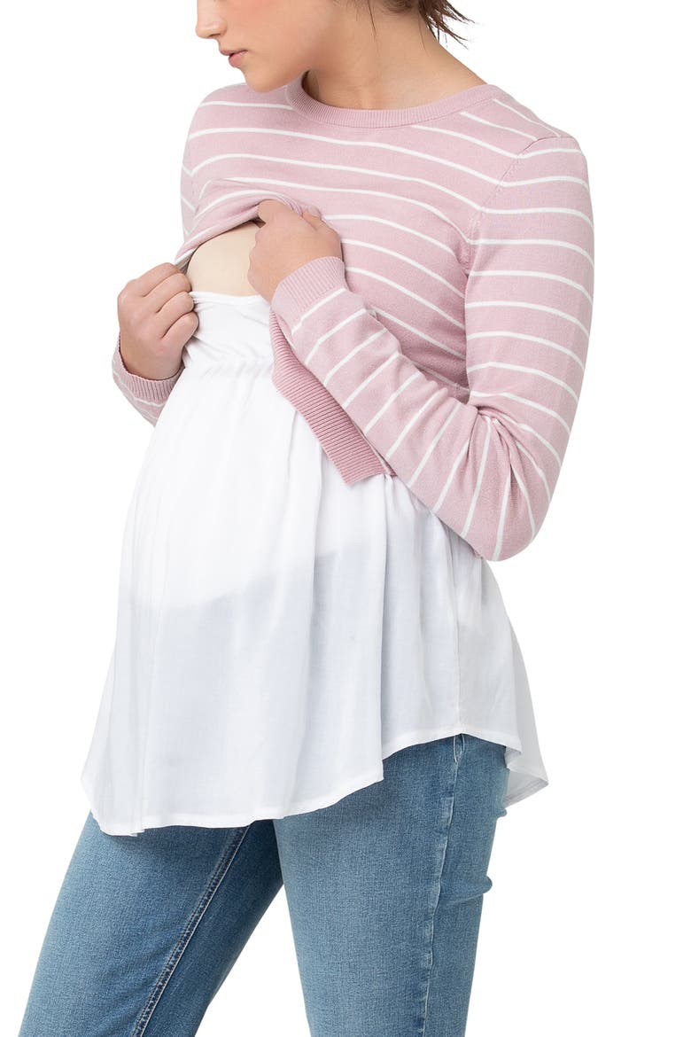 Sia Nursing Knit Dusty Pink / White