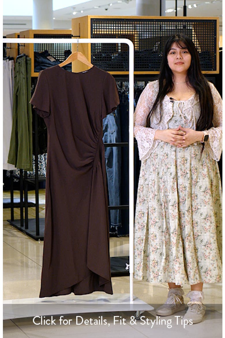 Split Sleeve Side Smocked Midi Dress