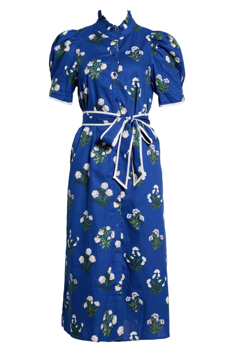 Gianny Puff Sleeve Tie Waist Midi Dress