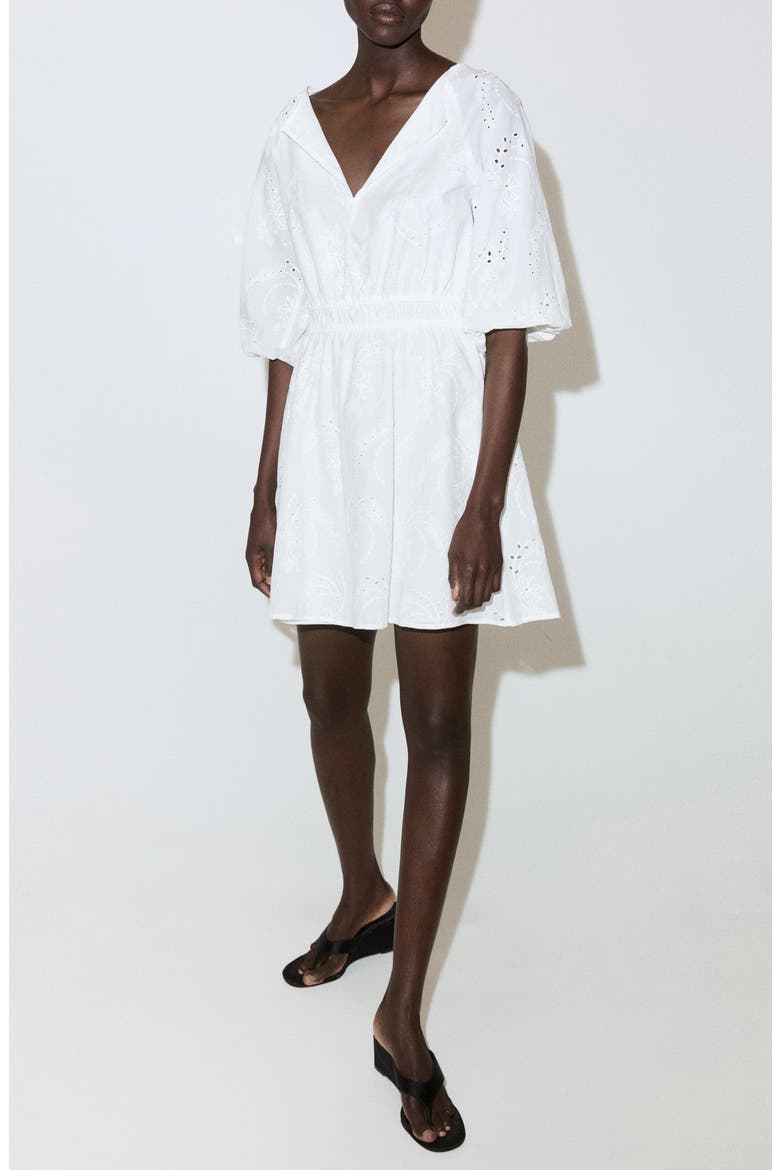 Floral Embroidered Cotton Minidress