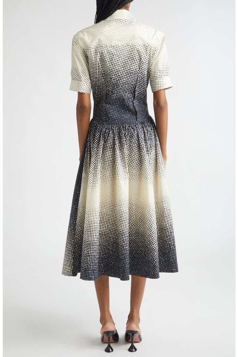 Halftone Dot Cotton Midi Shirtdress