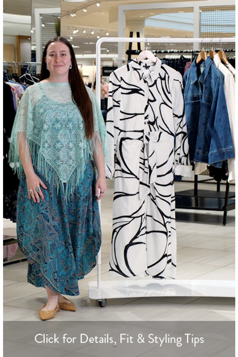 Abstract Print Tie Waist Maxi Dress