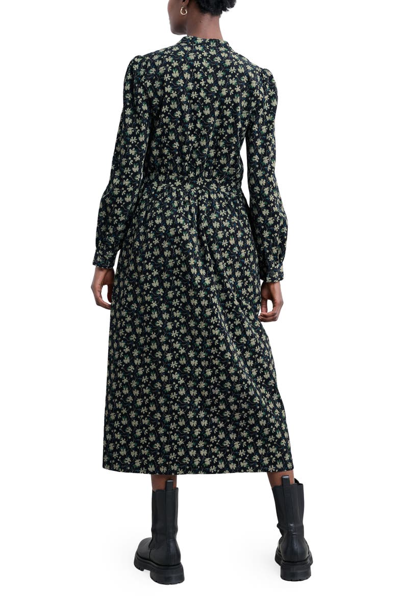Rose Cottage Floral Long Sleeve Corduroy Midi Dress