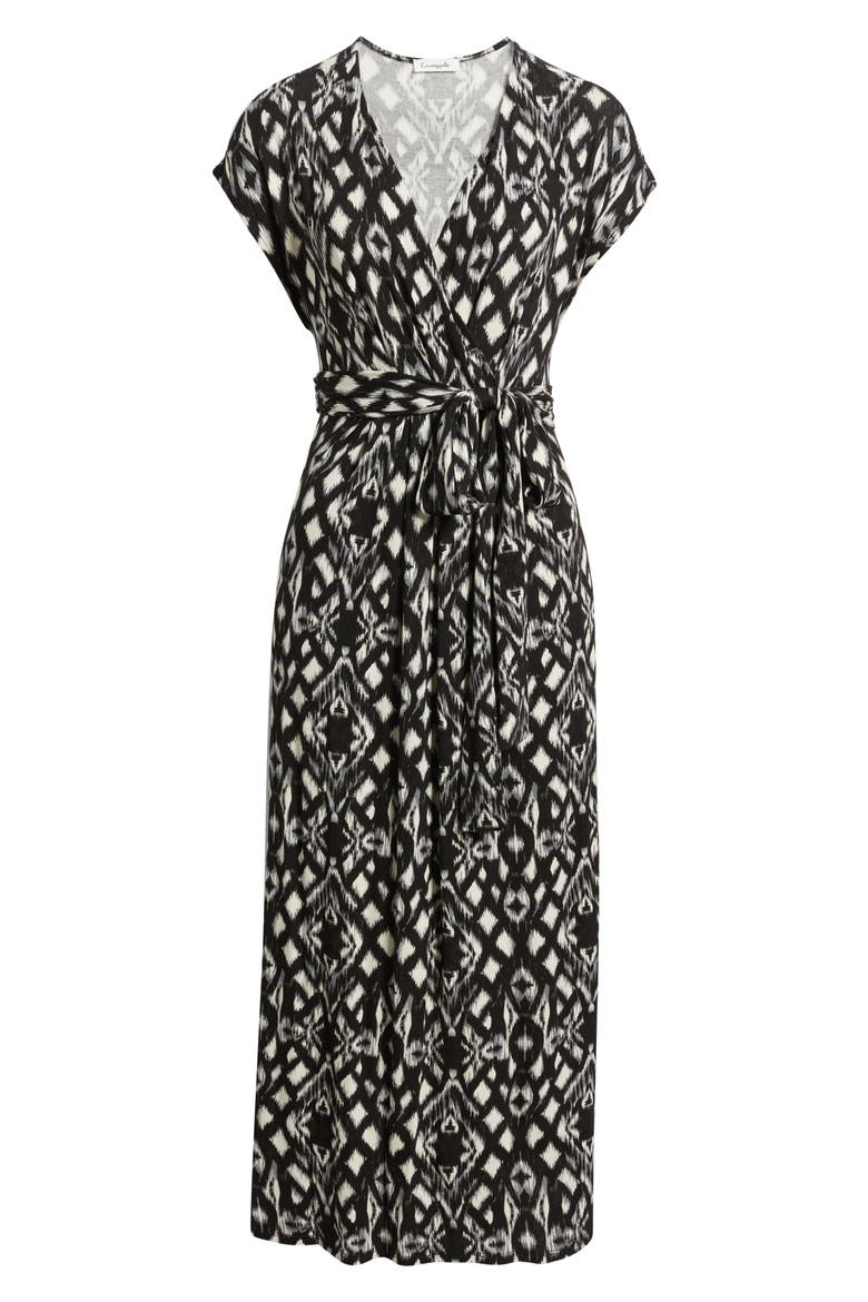 Geo Print Faux Wrap Midi Dress