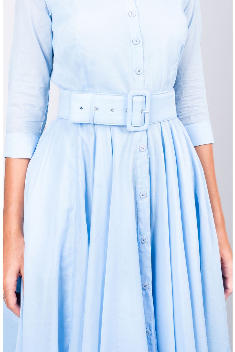 Blue Belted Midi Shirtdress