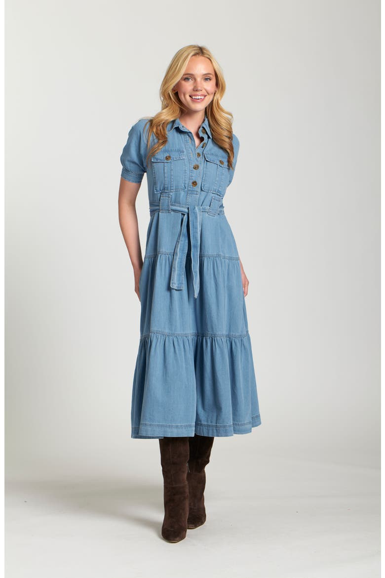 Tie Waist Tiered Midi Dress