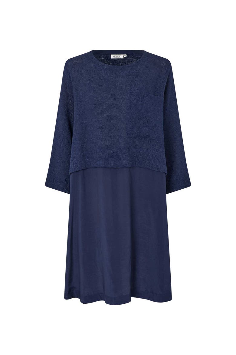 MaNonah 3/4 Sleeve Layered Midi Dress