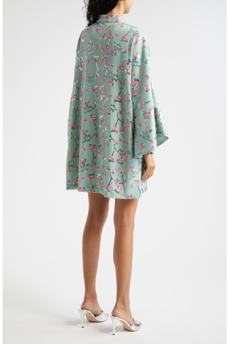 Floral Sequin Bell Sleeve Cover-Up Dress