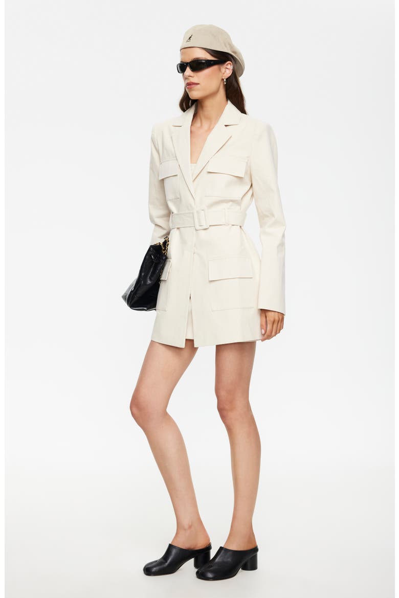 Steinway Belted Long Sleeve Blazer Minidress