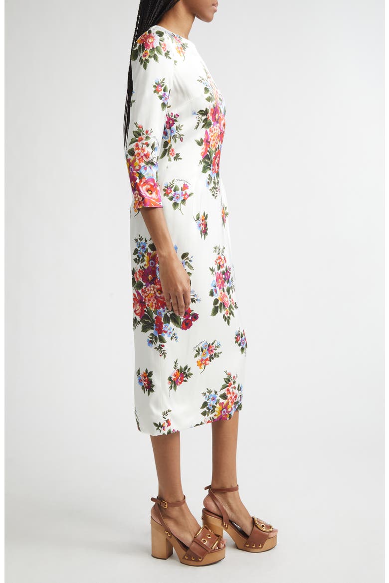 Floral Satin Midi Dress