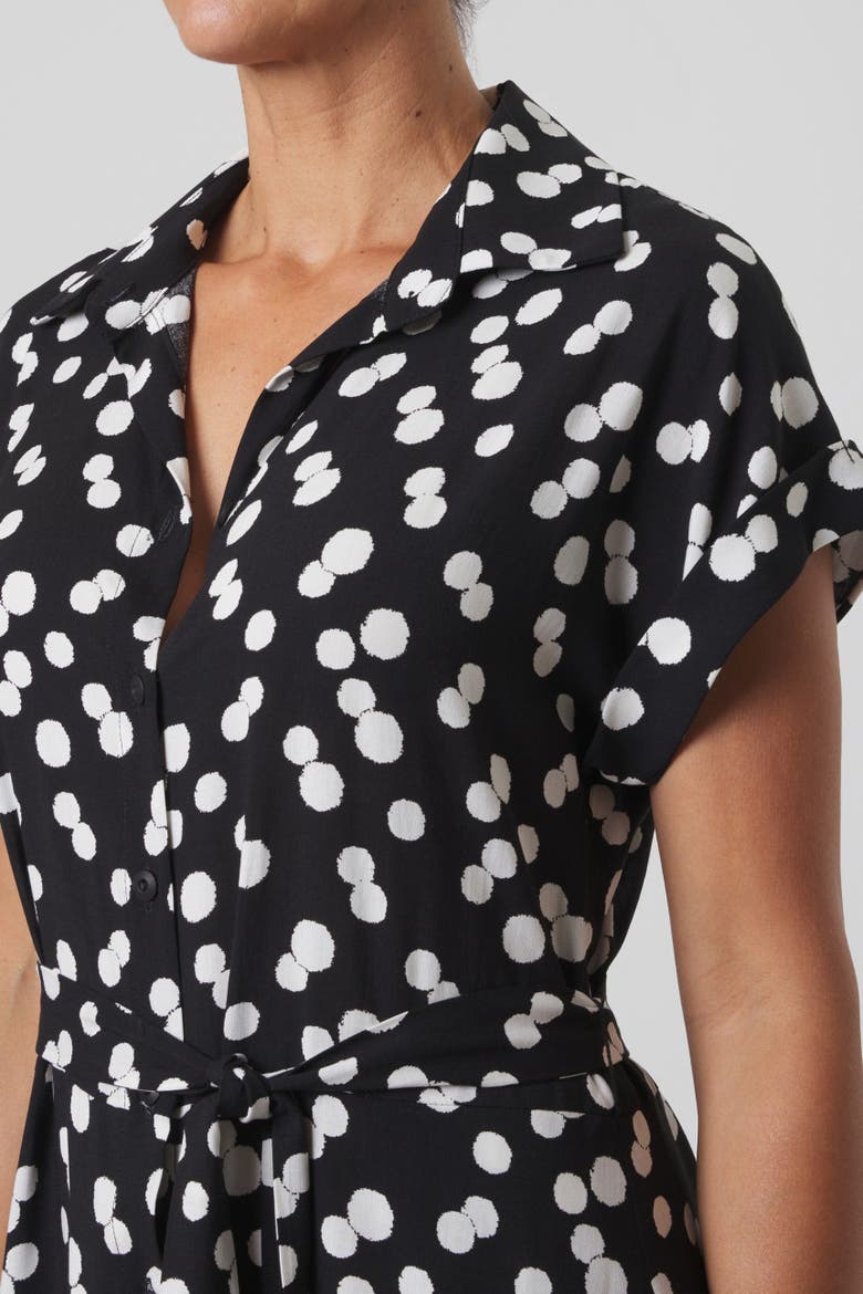 Sloane Dot Print Belted Shirt Dress