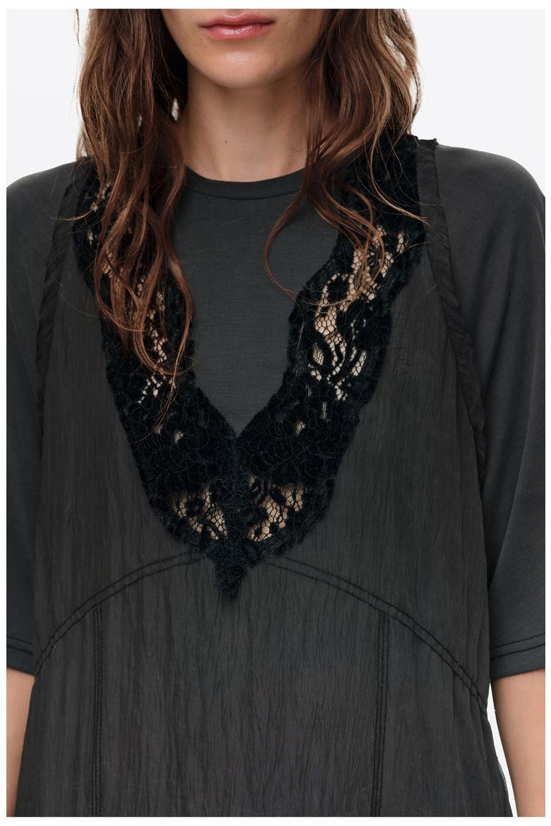 Lace Bib Midi Dress