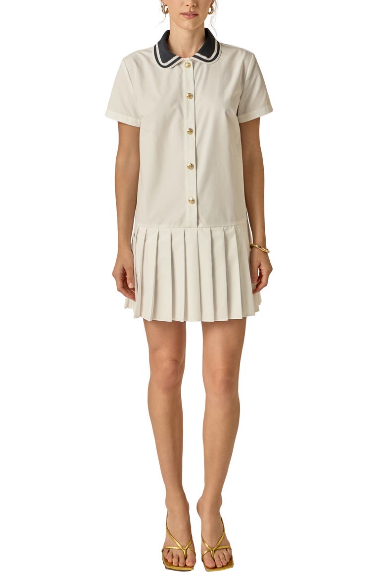 Crochet Collar Pleated Minidress