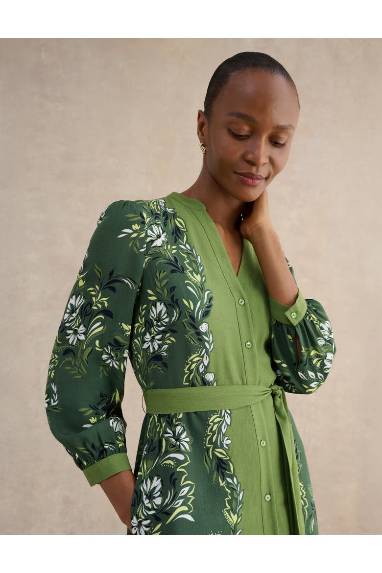 Apolline Printed V-Neck Midi Shirt Dress