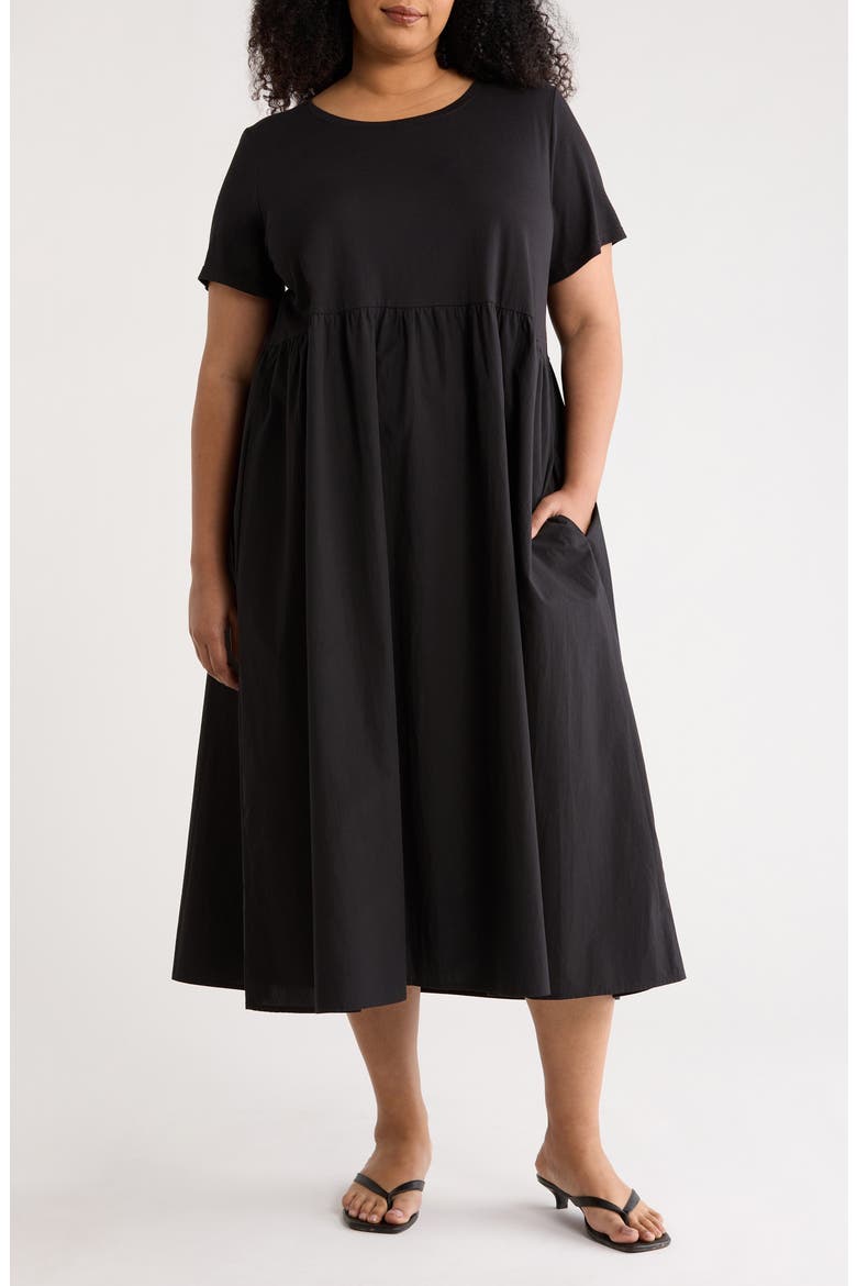 Mixed Media Organic Cotton Midi Dress