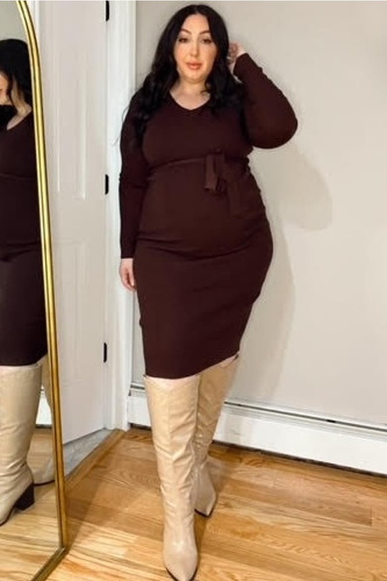 Tie Front Sweater Midi Dress