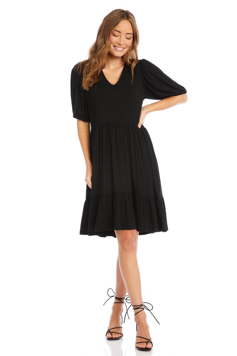 Tiered Puff Sleeve A-Line Dress