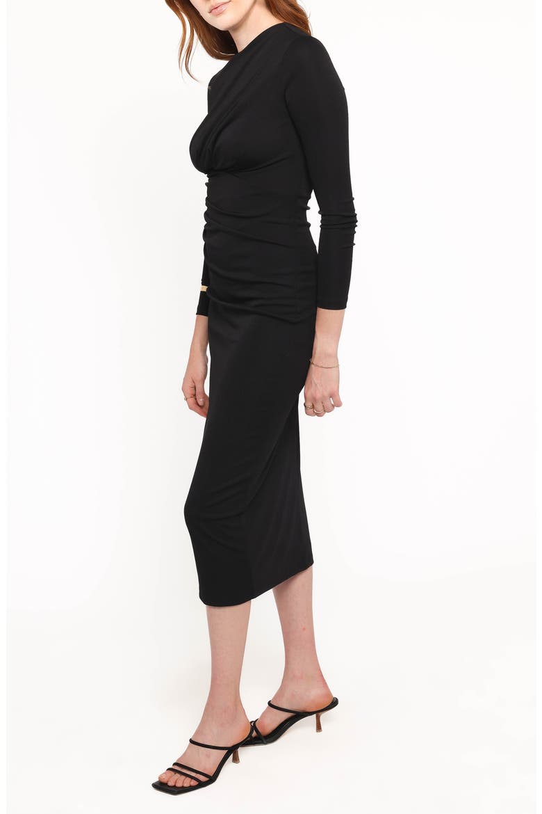 Rogan Ruched Long Sleeve Midi Dress