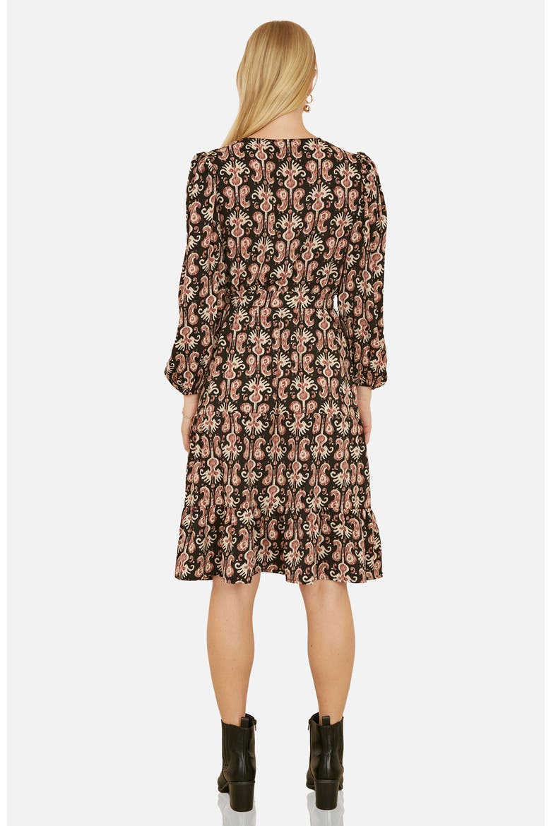 Ikat Long Sleeve Skater Midi Dress