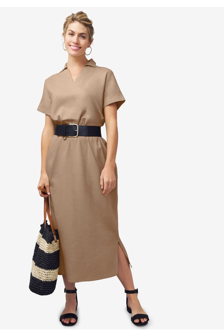 Linen Short Sleeve Maxi Dress