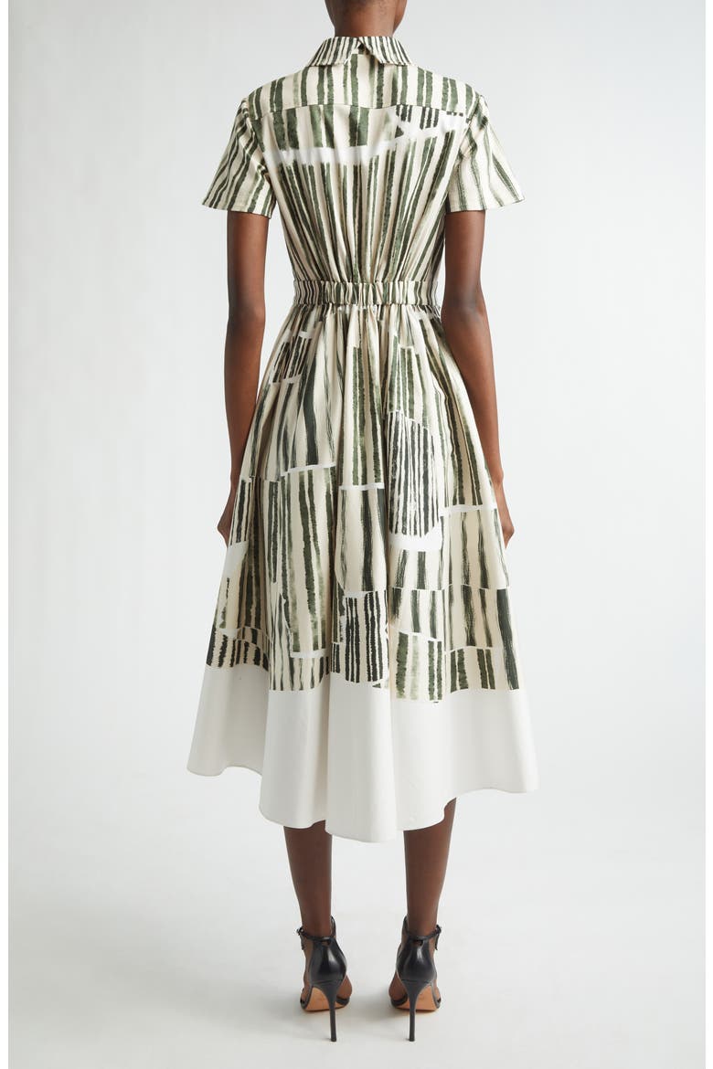 Stripe Collage Stretch Cotton Midi Shirtdress