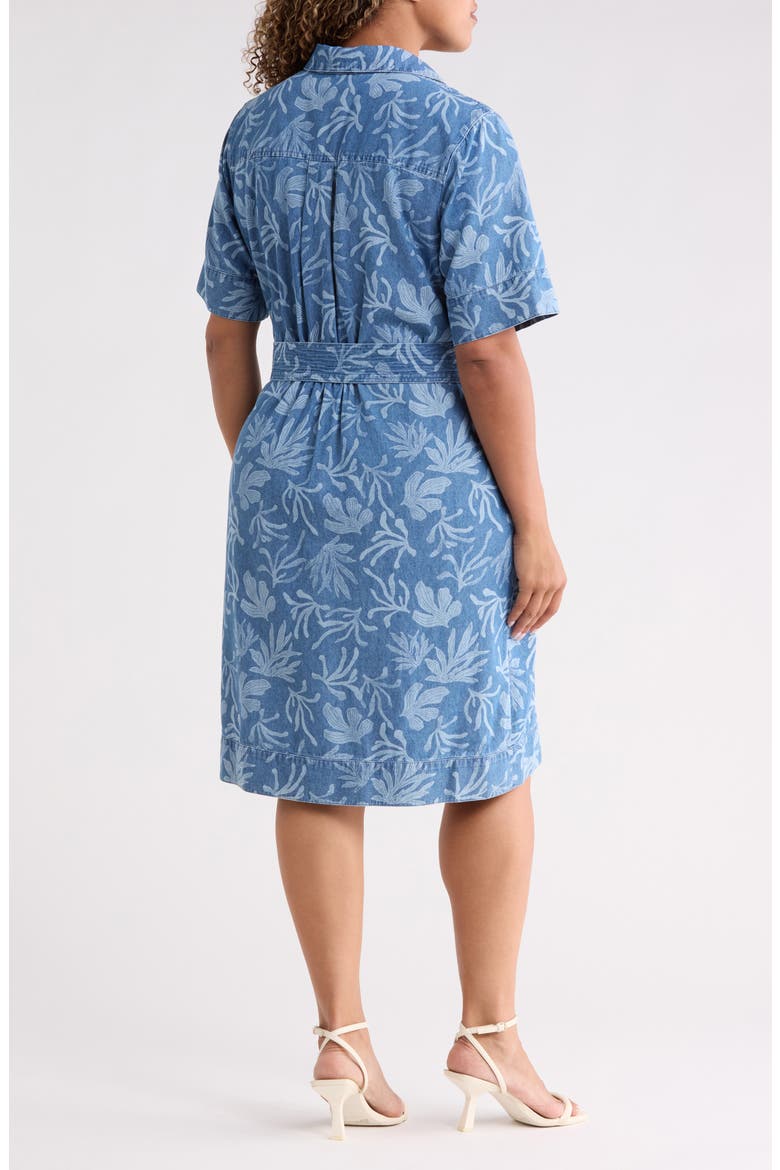 Floral Print Tie Waist Shirtdress