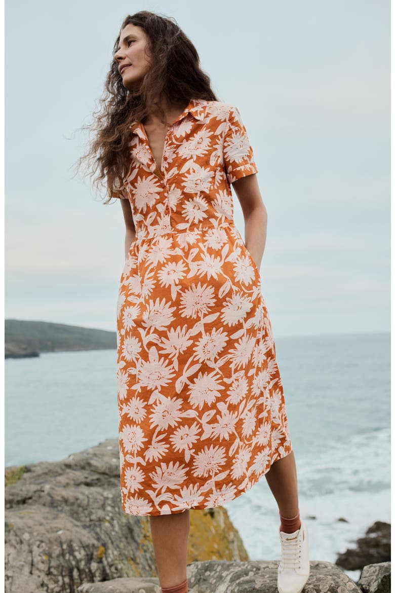 Fleet Daisy Print Organic Cotton Midi Shirtdress