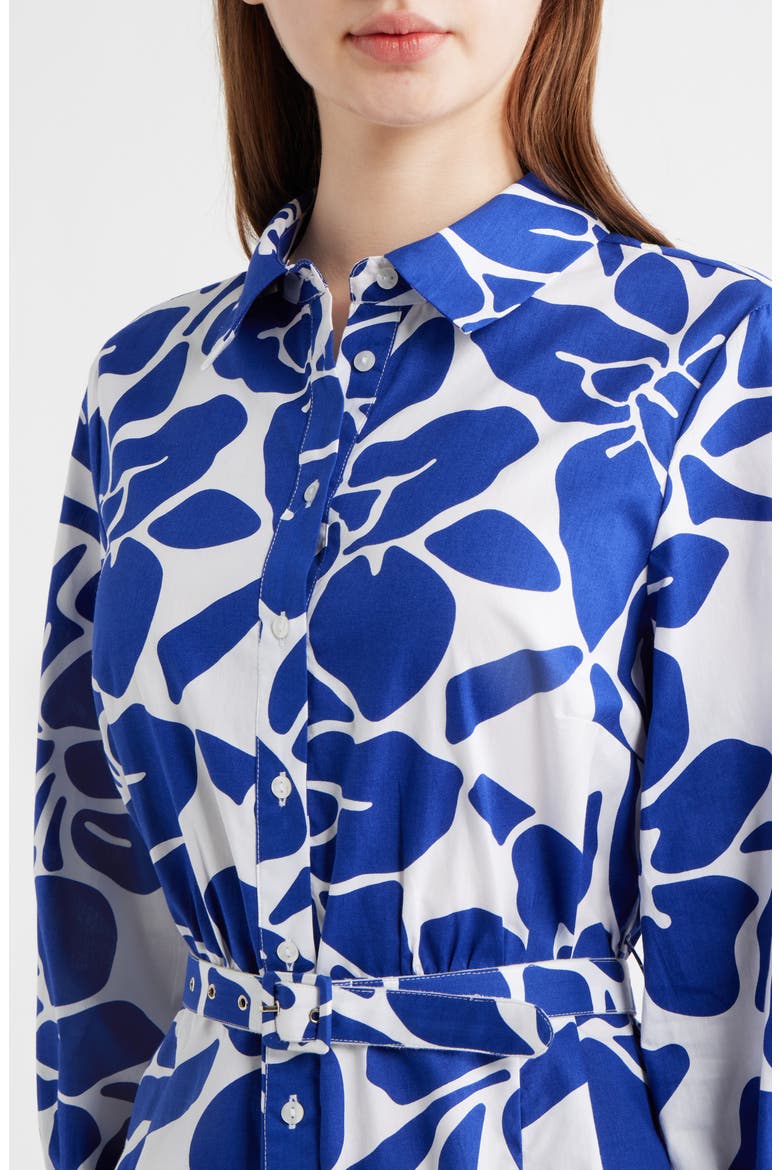 Belted Long Sleeve Cotton Shirtdress