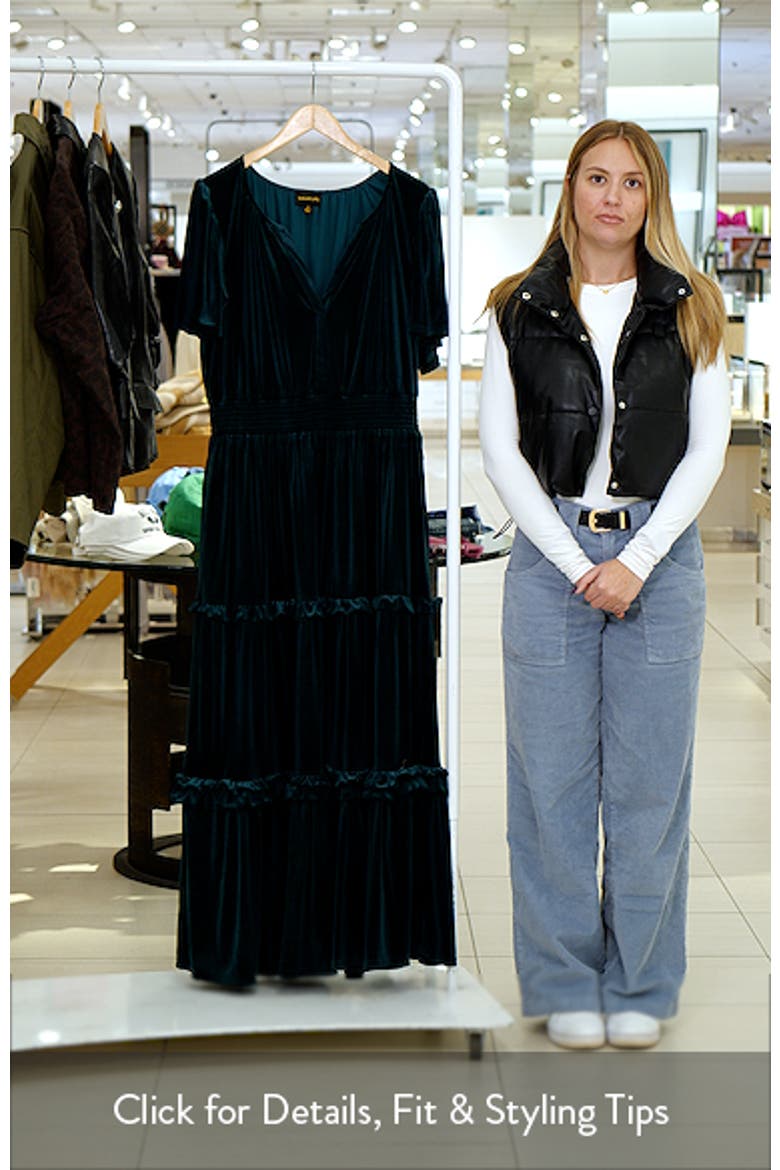 Juliete Velvet Palmer Tiered Maxi Dress