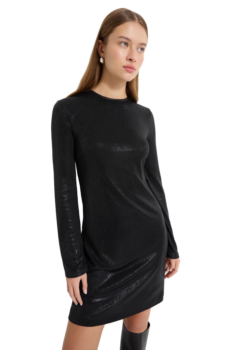 Adya Metallic Long Sleeve Minidress