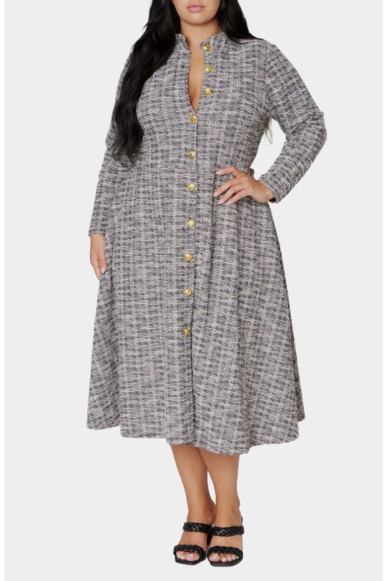 Chelsea Long Sleeve Tweed Midi Dress