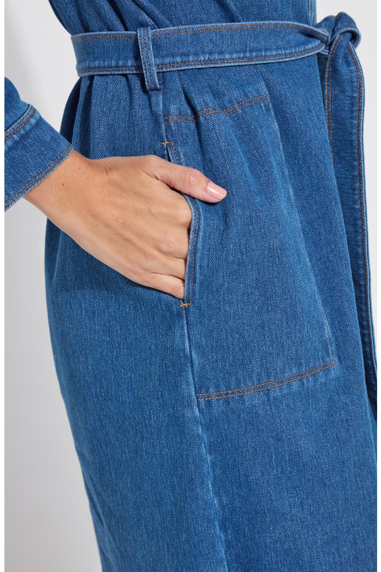 Schiffer Long Sleeve Stretch Cotton Chambray Shirtdress