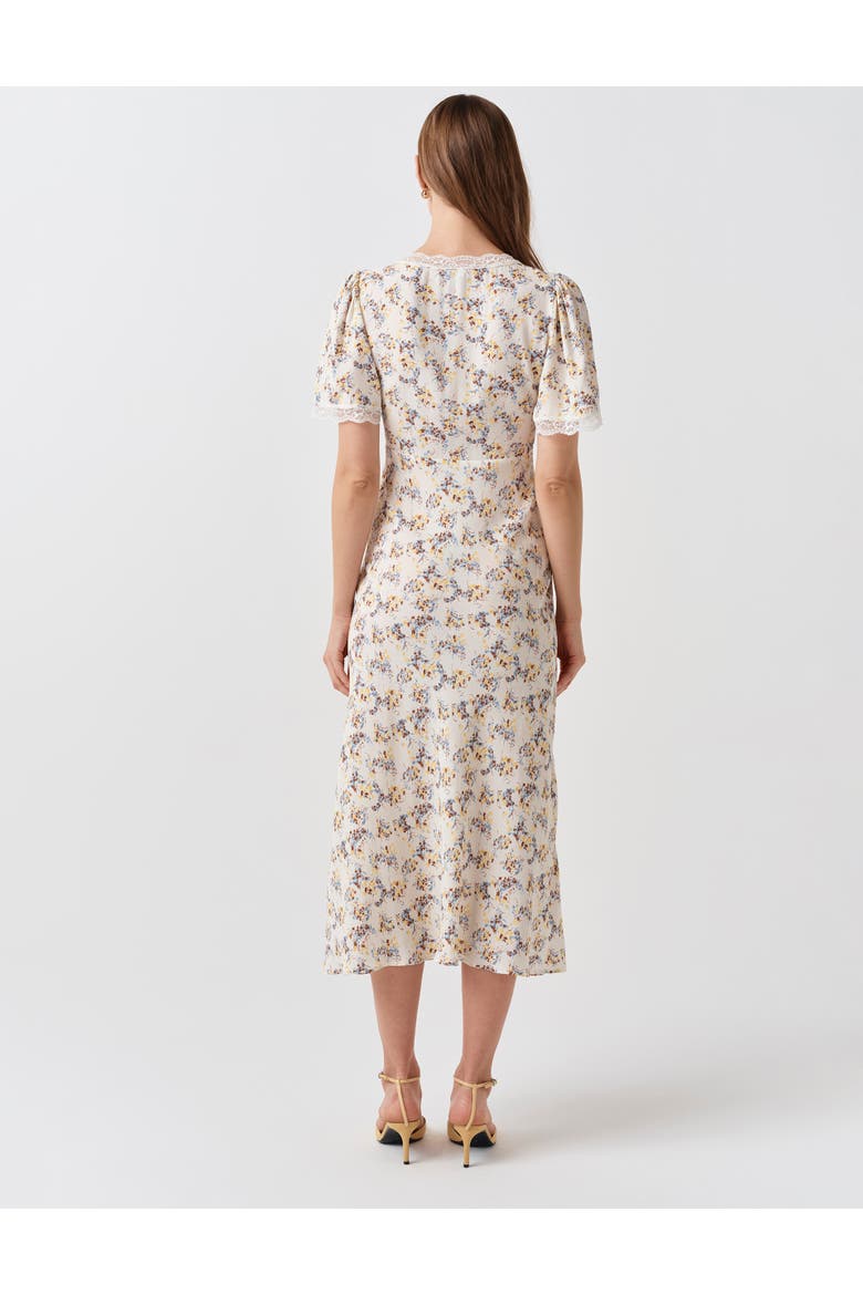 Belle Lace Crepe V-Neck Midi Dress
