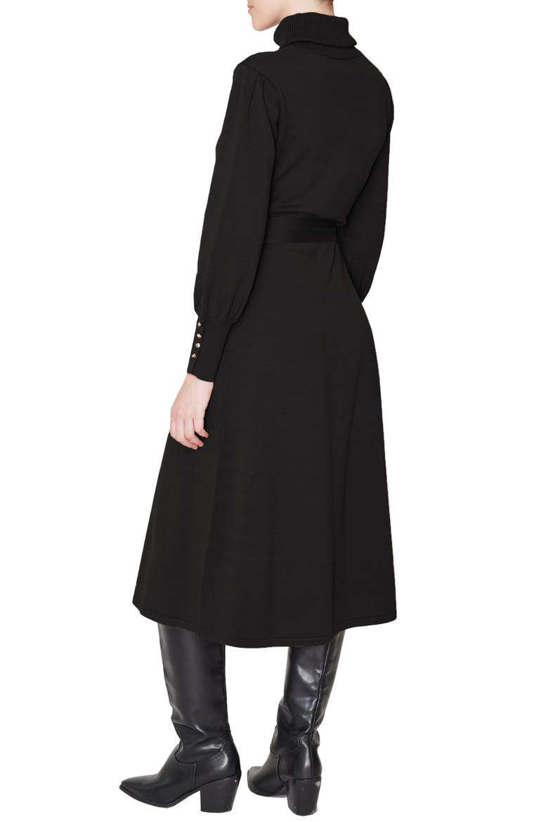 Turtleneck Long Sleeve Midi Dress