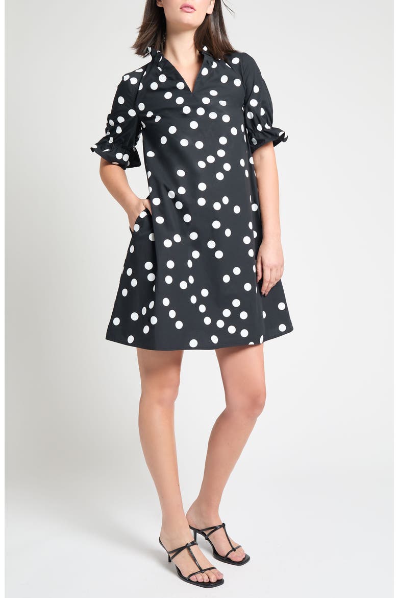 Ruffle Detail Poplin Shift Dress