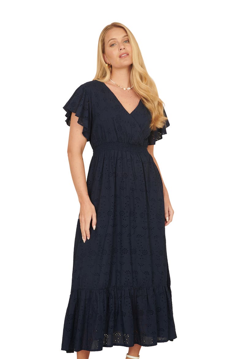 Cotton Broderie Anglaise Wrap Midi Dress