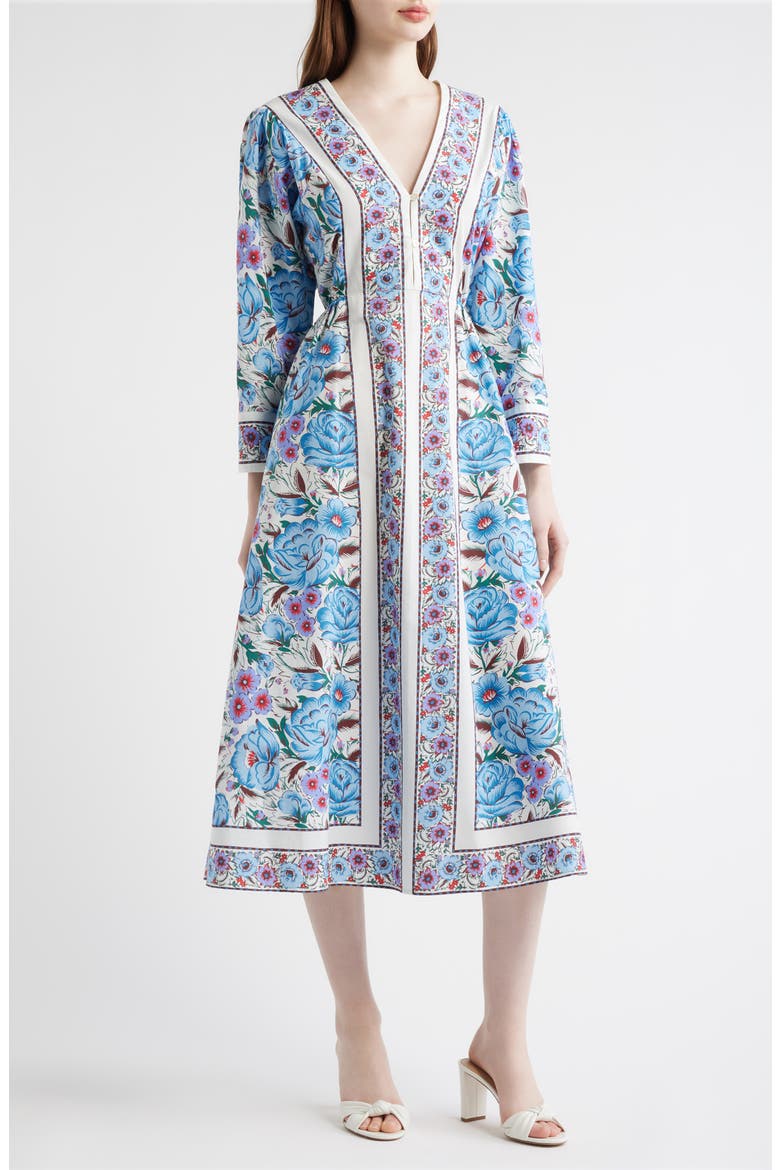 Blanche Print Long Sleeve Organic Cotton Midi Dress