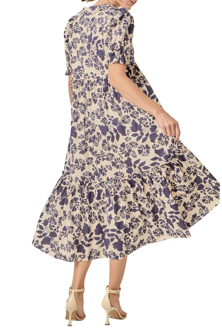 Floral Print Tiered Midi Dress