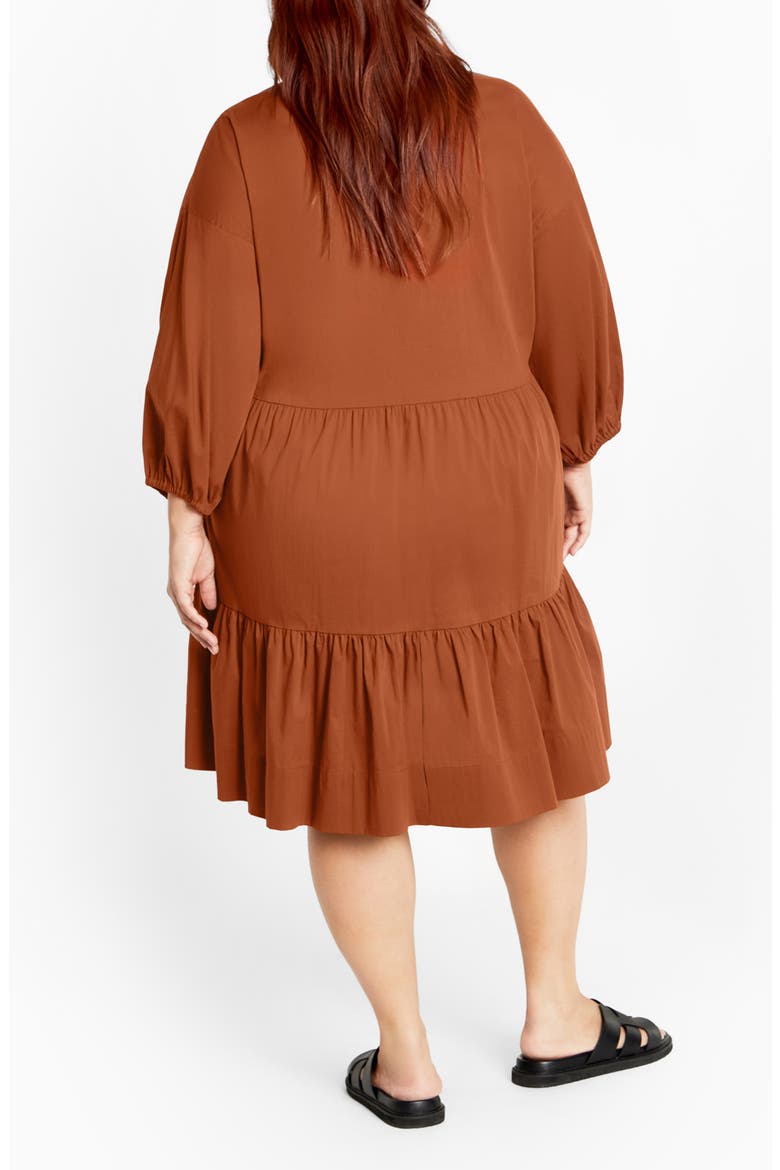 Kiara Balloon Sleeve Tiered Shirtdress