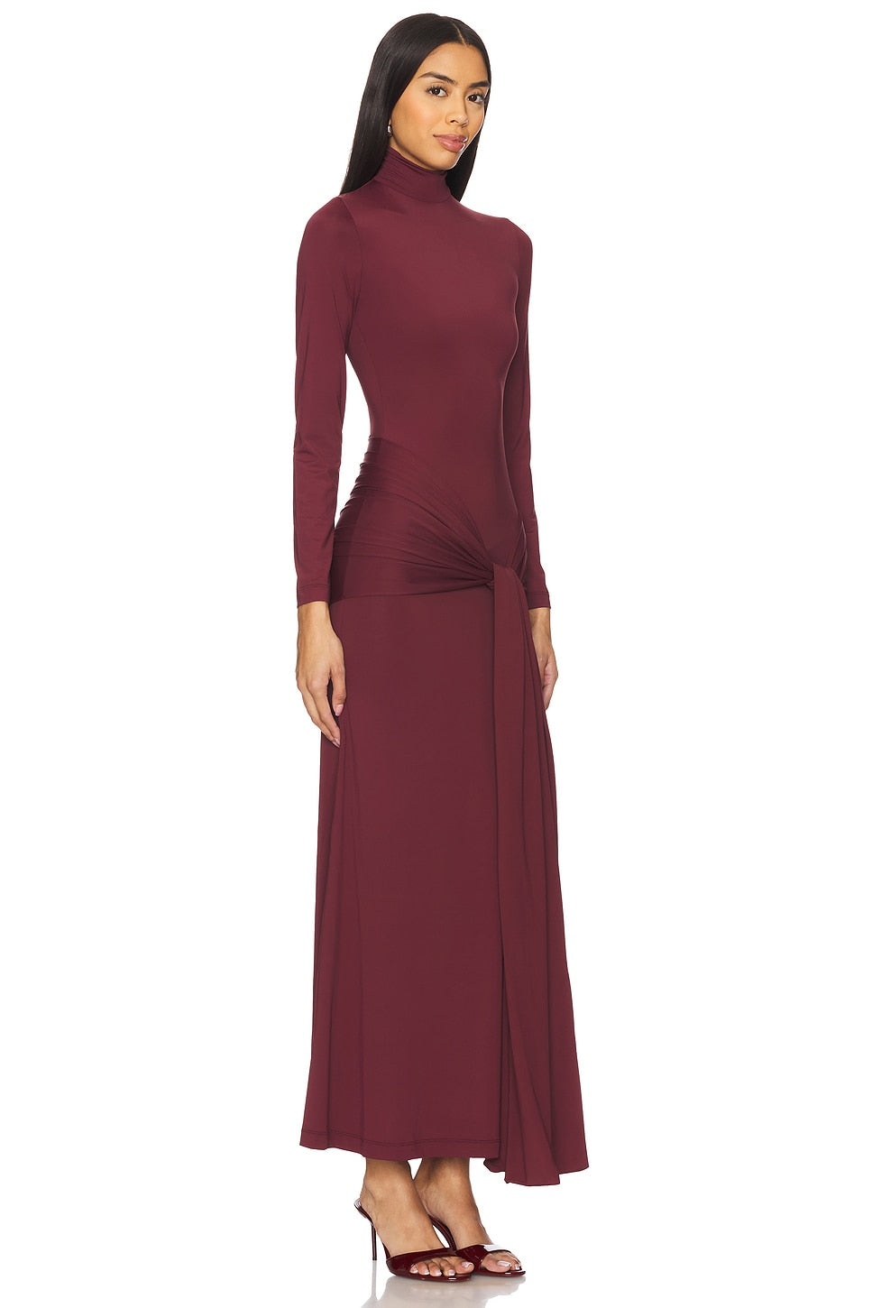 Alix Maxi Tie Front Dress in Deep Plum