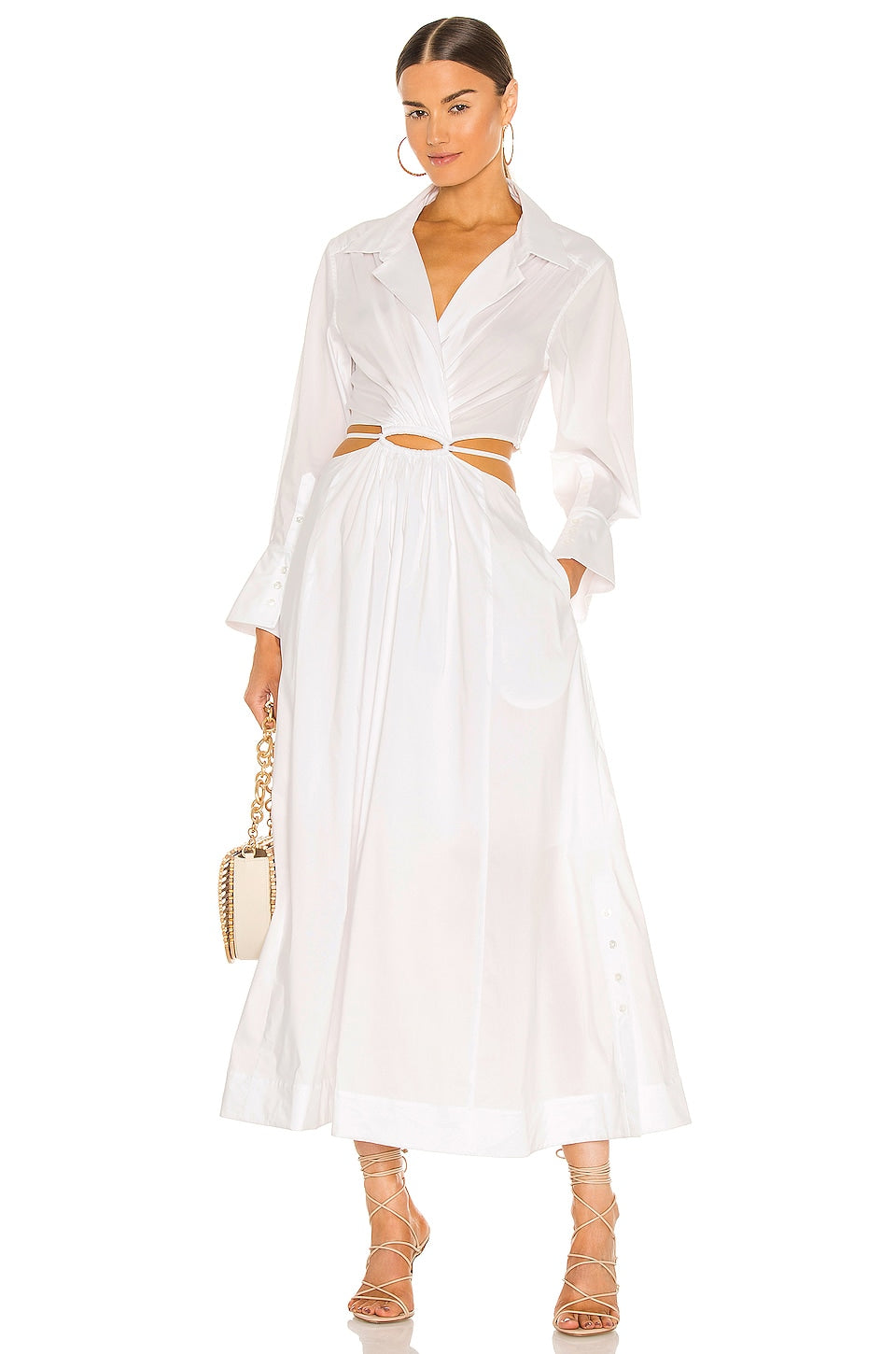 Alex Pleated Cut Out Dress in White