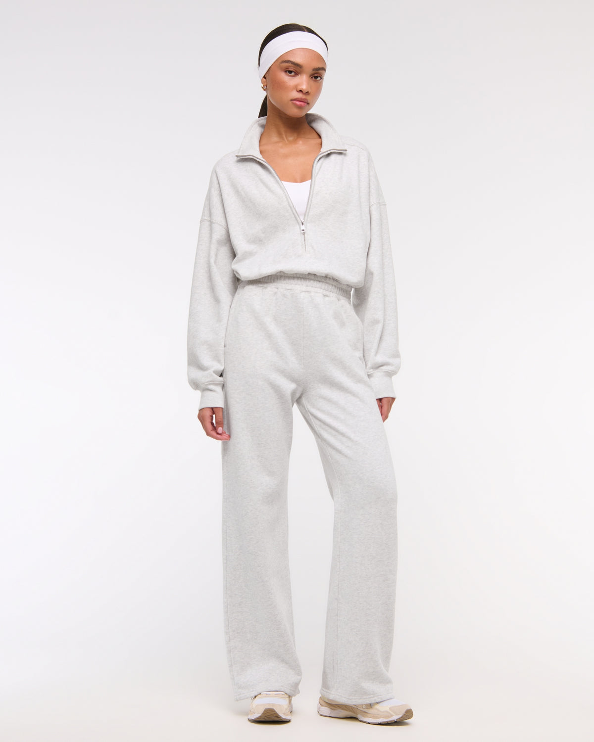 Long-Sleeve Half-Zip Fleece Jumpsuit