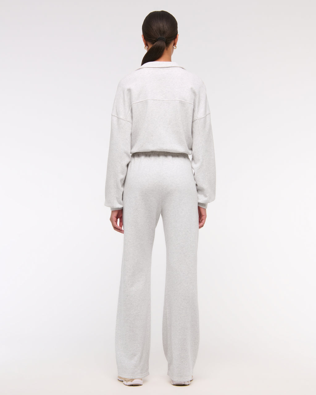 Long-Sleeve Half-Zip Fleece Jumpsuit