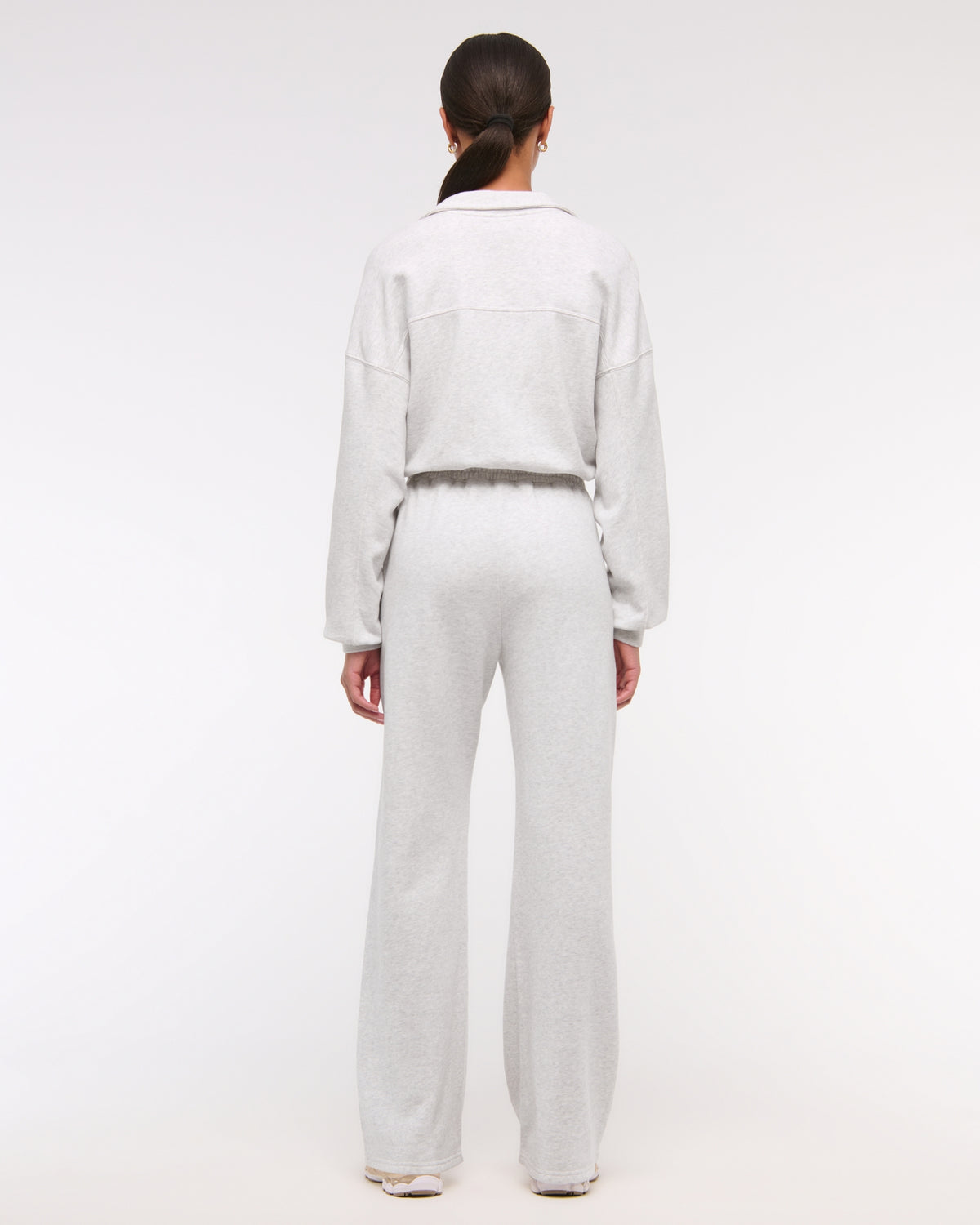 Long-Sleeve Half-Zip Fleece Jumpsuit