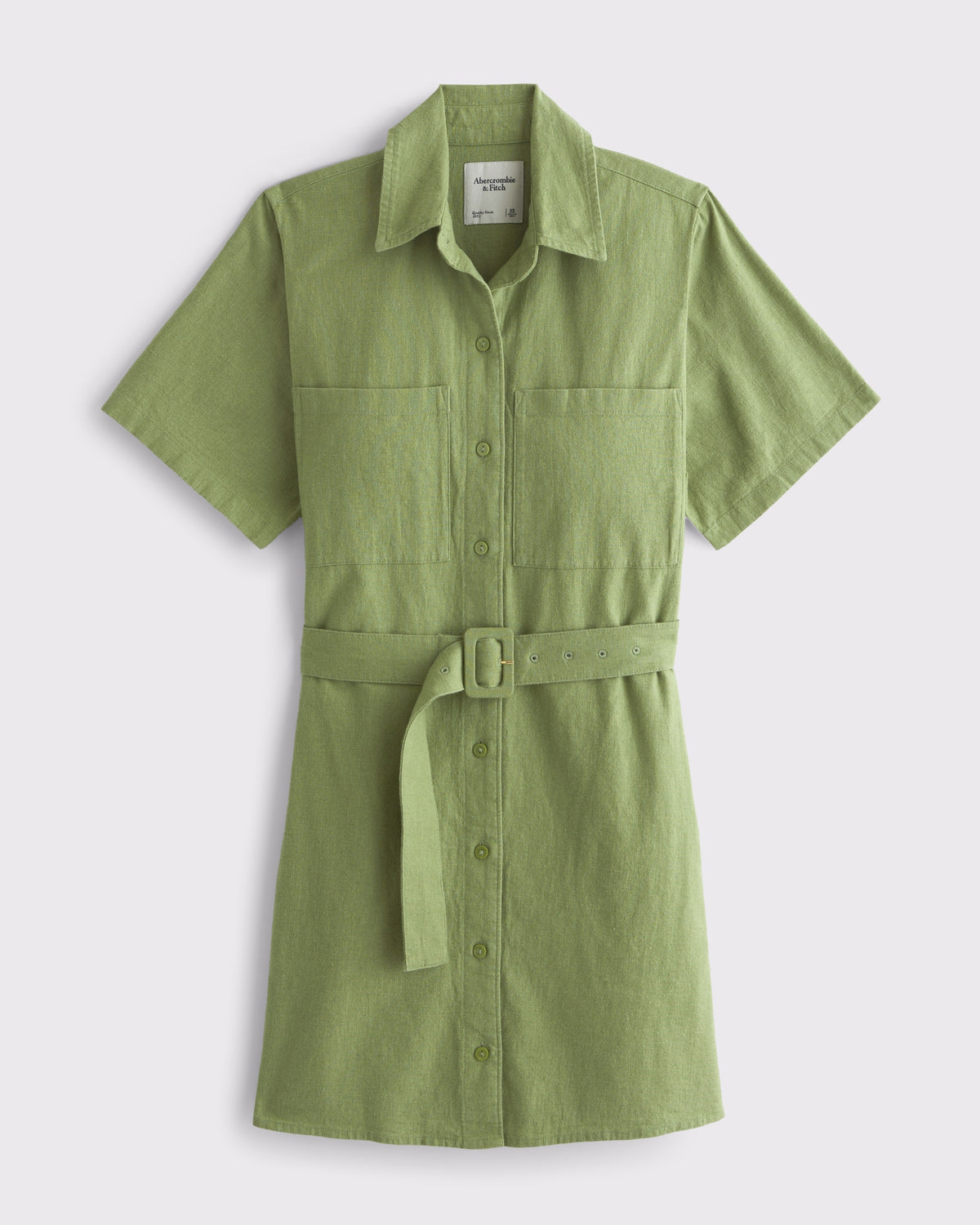 Belted Linen-Blend Mini Shirt Dress
