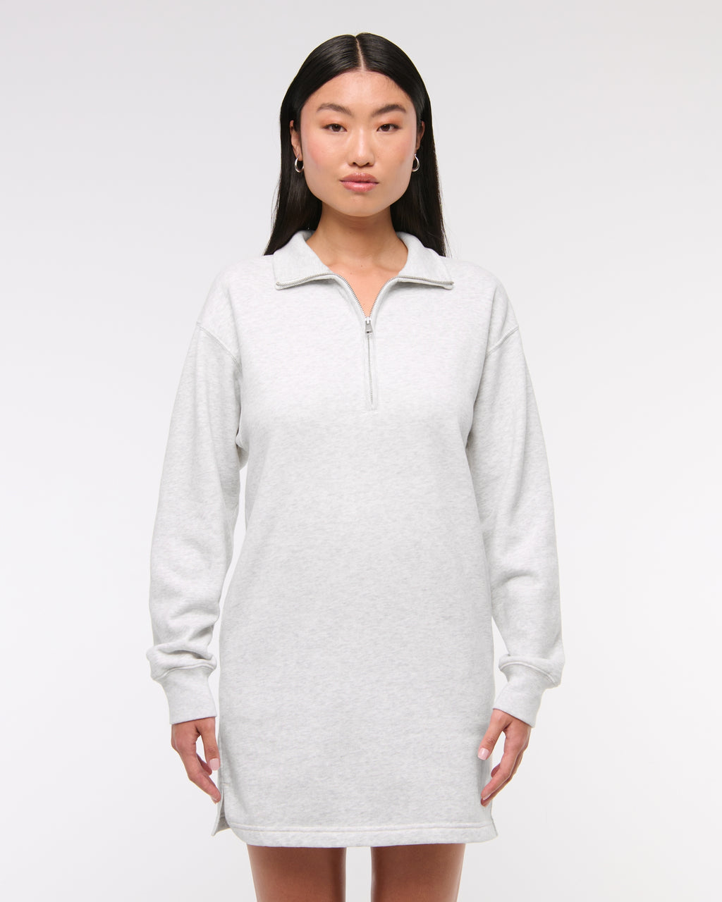 Long-Sleeve Zip-Up Fleece Mini Dress