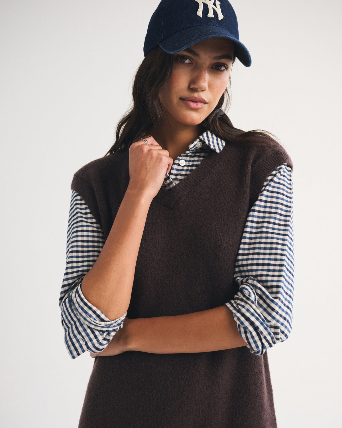 Merino Wool-Blend Layered Collared Sweater Mini Dress