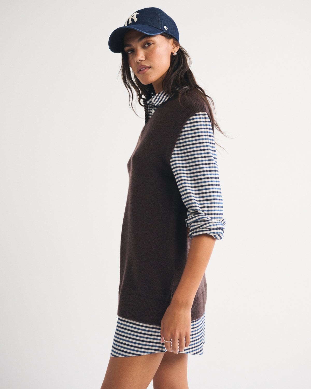 Merino Wool-Blend Layered Collared Sweater Mini Dress