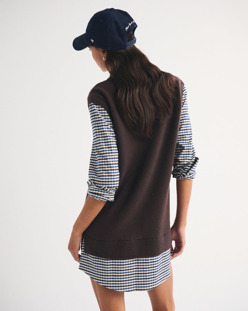 Merino Wool-Blend Layered Collared Sweater Mini Dress
