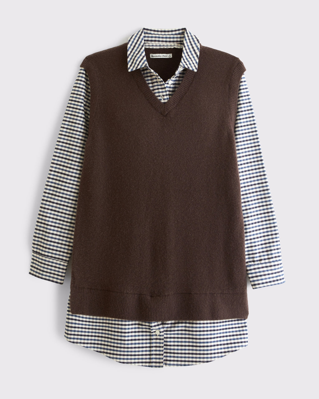 Merino Wool-Blend Layered Collared Sweater Mini Dress